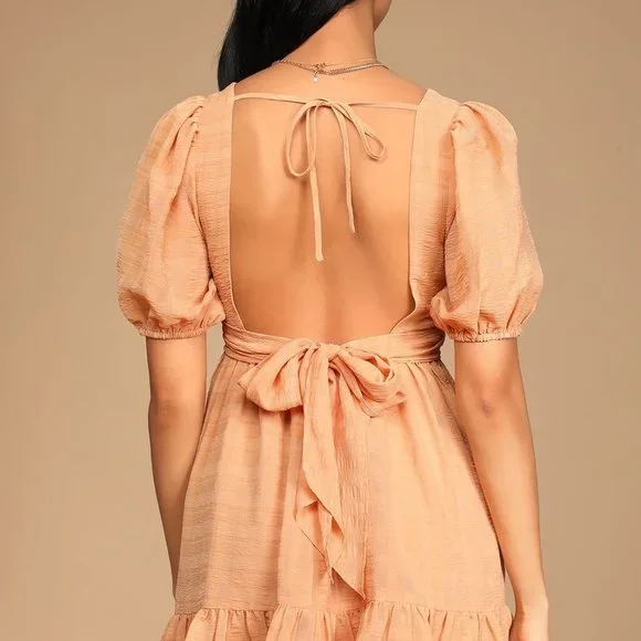 Lulu's Peach Smock Mini Dress - Picture 2 of 13